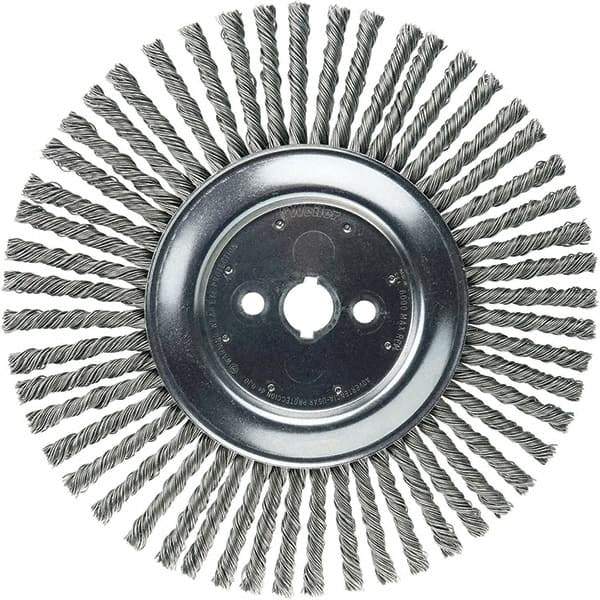 Weiler - 12" OD, 1" Arbor Hole, Stringer Bead Steel Wheel Brush - 3/8" Face Width, 2-3/4" Trim Length, 6,000 RPM - A1 Tooling