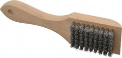 Weiler - 6 Rows x 9 Columns Aluminum Scratch Brush - 6-3/4" OAL, 1/2" Trim Length, Wood Straight Handle - A1 Tooling