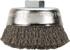 Milwaukee Tool - 4" OD, 5/8" Arbor Hole, Crimped Stainless Steel Wheel Brush - 1/2" Face Width, 3/4" Trim Length, 0.014" Filament Diam, 12,000 RPM - A1 Tooling