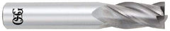 OSG - 9/16", 1-1/8" LOC, 9/16" Shank Diam, 3-1/2" OAL, 4 Flute, Solid Carbide Square End Mill - Single End, Uncoated, Spiral Flute, 30° Helix, Centercutting, Right Hand Cut, Right Hand Flute, Series 454 - A1 Tooling