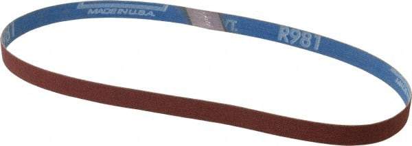 Norton - 1/2" Wide x 24" OAL, 100 Grit, Ceramic Abrasive Belt - Ceramic, Fine, Coated, Y Weighted Cloth Backing, Series R981 - A1 Tooling