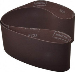 Norton - 4" Wide x 54" OAL, 220 Grit, Aluminum Oxide Abrasive Belt - Aluminum Oxide, Very Fine, Coated, Series R228 - A1 Tooling