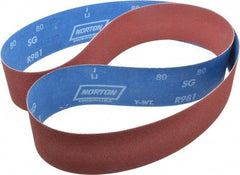 Norton - 2-1/2" Wide x 60" OAL, 80 Grit, Ceramic Abrasive Belt - Ceramic, Medium, Coated, Y Weighted Cloth Backing, Series R981 - A1 Tooling