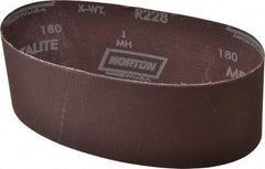 Norton - 3" Wide x 21" OAL, 180 Grit, Aluminum Oxide Abrasive Belt - Aluminum Oxide, Very Fine, Coated, Series R228 - A1 Tooling