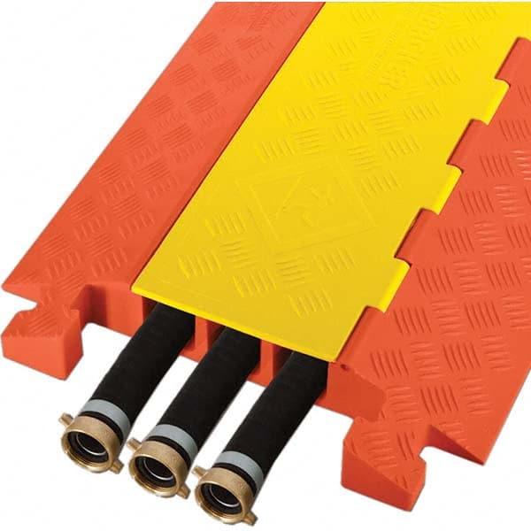 Checkers - 3 Channel, 3-1/4' Long, Yellow/Organge Polyurethane On Floor Cable Cover - A1 Tooling