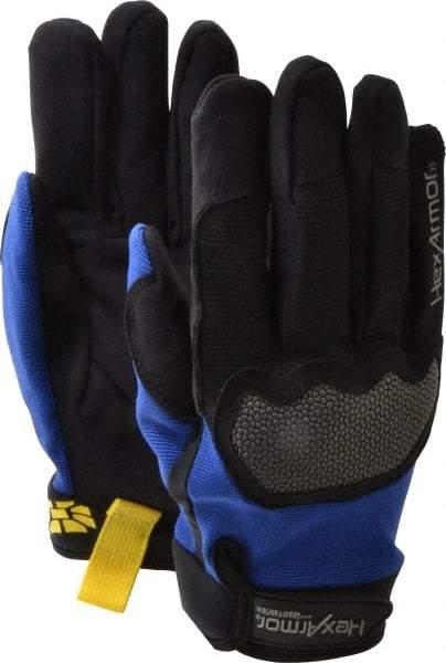 HexArmor - Size XL (10), ANSI Cut Lvl A6, Puncture Lvl 3, Synthetic Leather Cut & Puncture Resistant Gloves - Hook & Loop Cuff, Black/Blue, Paired - A1 Tooling