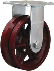 Hamilton - 6" Diam x 2" Wide, Iron Rigid Caster - 900 Lb Capacity, Top Plate Mount, 4-1/2" x 6-1/2" Plate, Straight Roller Bearing - A1 Tooling