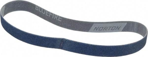 Norton - 3/4" Wide x 20-1/2" OAL, 50 Grit, Zirconia Alumina Abrasive Belt - Zirconia Alumina, Coarse, Coated, Y Weighted Cloth Backing, Series R821 - A1 Tooling