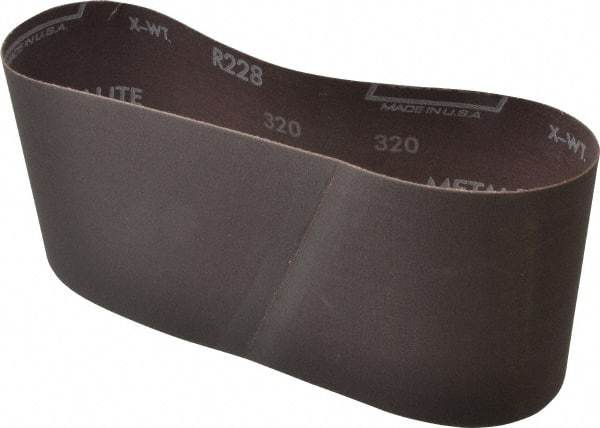 Norton - 4" Wide x 24" OAL, 320 Grit, Aluminum Oxide Abrasive Belt - Aluminum Oxide, Extra Fine, Coated, Series R228 - A1 Tooling