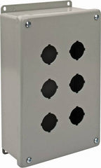 nVent Hoffman - 6 Hole, 1.2 Inch Hole Diameter, Steel Pushbutton Switch Enclosure - 10-1/2 Inch High x 6.47 Inch Wide x 3 Inch Deep, 12, 13 NEMA Rated - A1 Tooling