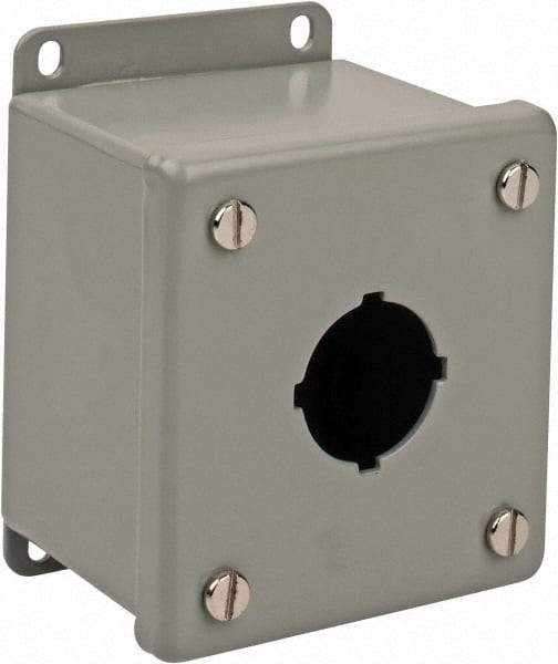 nVent Hoffman - 1 Hole, 1.2 Inch Hole Diameter, Steel Pushbutton Switch Enclosure - 4-1/2 Inch High x 3.47 Inch Wide x 2-3/4 Inch Deep, 12, 13 NEMA Rated - A1 Tooling