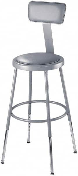 NPS - 16-3/4" Wide x 20-1/2" Deep x 44 to 53-1/2" High, Standard Base, Adjustable Seat Stool - Vinyl Seat, Gray - A1 Tooling