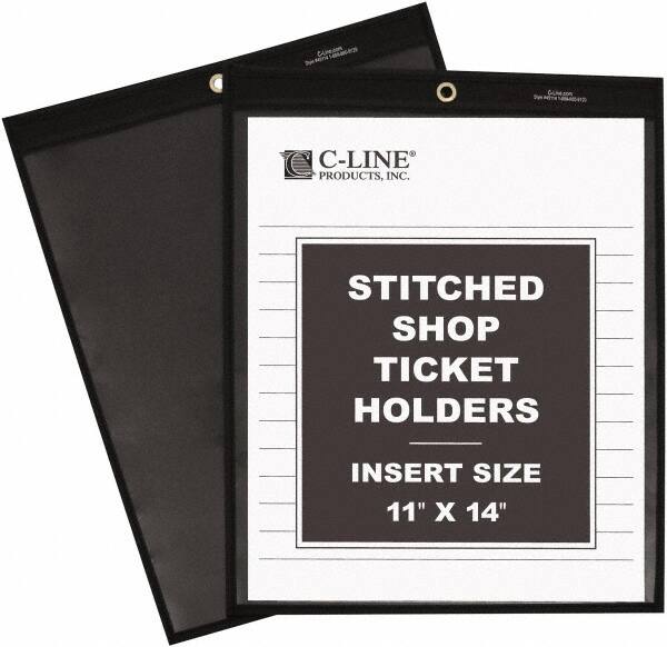 C-LINE - 25 Piece Clear Stitched Shop Ticket Holder - 14" High x 11" Wide - A1 Tooling