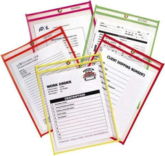 C-LINE - 25 Piece Neon Orange, Green, Red, Yellow & Pink Stitched Shop Ticket Holder - 12" High x 9" Wide - A1 Tooling