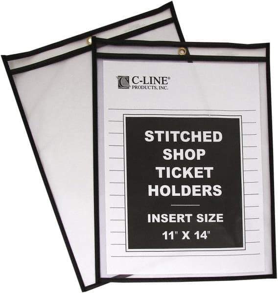 C-LINE - 25 Piece Clear Stitched Shop Ticket Holder - 17" High x 11" Wide - A1 Tooling