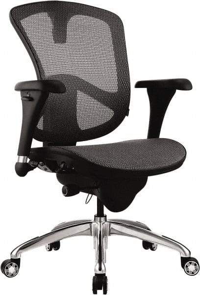 Bevco - 18 to 21-1/2" High Adjustable Chair - 20-1/2" Wide x 19-3/4" Deep, Mesh Seat, Black - A1 Tooling