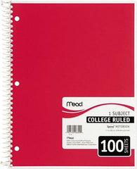 Mead - 100 Sheet, 8-1/2 x 11", College Ruled Spiral Bound Notebook - Red - A1 Tooling