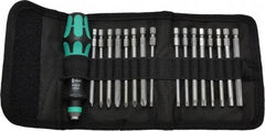 Wera - 17 Piece, 1/4" Drive Screwdriver Power Bit Set - #1, #2 & #3 Phillips, 3 to 6mm Hex, Tamperproof TR10 to TR30 Torx, #1, #2 & #3 Pozidriv, 1.0x5.5mm Slotted - A1 Tooling