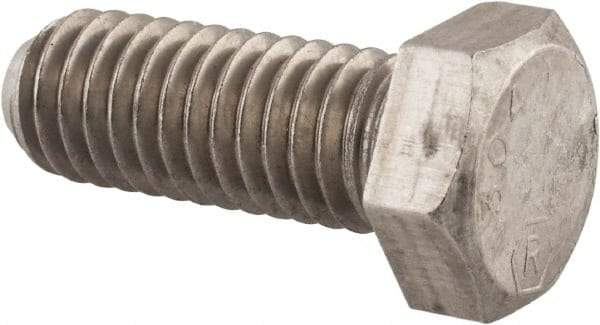 Made in USA - 3/8-24 UNF, 2" Length Under Head Hex Head Cap Screw - Grade 18-8 Stainless Steel, Uncoated, 9/16" Hex - A1 Tooling