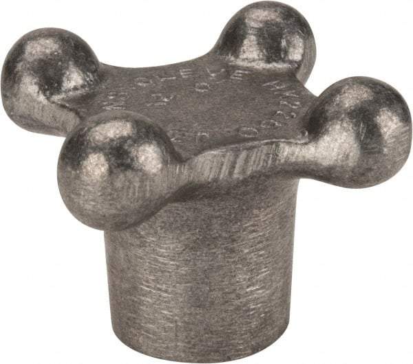 Jergens - 2-1/8" Head Diam, 4 Point Lobed Knob - 3/8-16 Hole, Aluminum - A1 Tooling