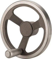 Jergens - 8", 3 Spoke Offset Handwheel with Handle - 2" Hub, Aluminum Alloy, Plain Finish - A1 Tooling