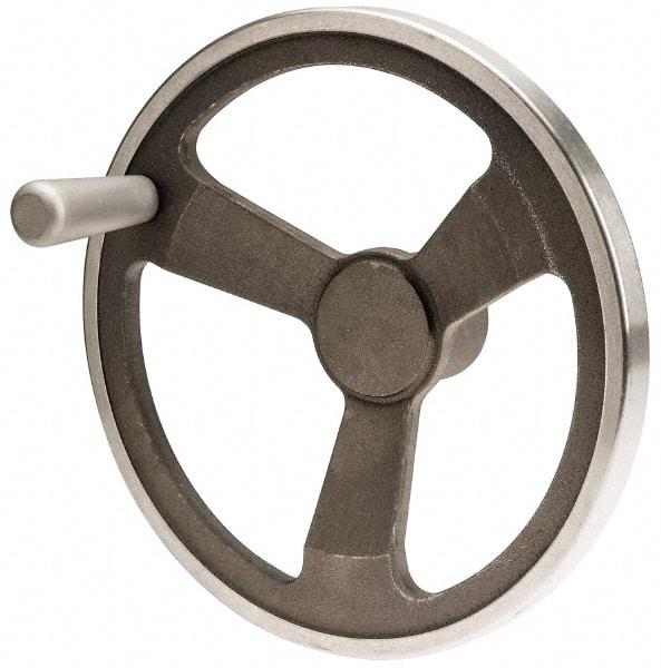 Jergens - 12", 3 Spoke Offset Handwheel with Handle - 2-1/2" Hub, Aluminum Alloy, Plain Finish - A1 Tooling