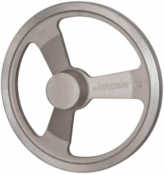 Jergens - 12", 3 Spoke Offset Handwheel - 2-1/2" Hub, Aluminum Alloy, Plain Finish - A1 Tooling