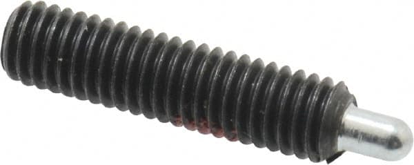 Jergens - 10-32, 3/4" Thread Length, 1/8" Plunger Projection, Steel Threaded Spring Plunger - 0.093" Max Plunger Diam, 3/4" Plunger Length, 1.3 Lb Init End Force, 2.7 Lb Final End Force, 3/32" Hex - A1 Tooling