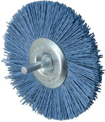 Value Collection - 4" OD, 1/4" Shank Diam, Crimped Nylon Wheel Brush - 1/4" Face Width, 5/16" Trim Length, 4,500 RPM - A1 Tooling