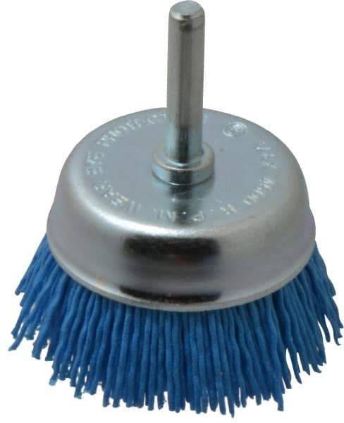 Value Collection - 2" Diam, 1/4" Hole Size Straight Wire Nylon Cup Brush - Fine Grade, 4,500 Max RPM - A1 Tooling