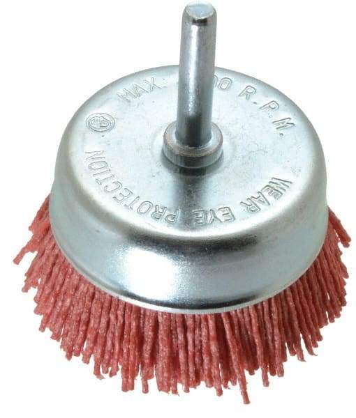 Value Collection - 3" Diam, 1/4" Hole Size Straight Wire Nylon Cup Brush - Coarse Grade, 4,500 Max RPM - A1 Tooling