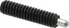 Jergens - 1/4-20, 1" Thread Length, 3/16" Plunger Projection, Steel Threaded Spring Plunger - 0.119" Max Plunger Diam, 1" Plunger Length, 1 Lb Init End Force, 4 Lb Final End Force, 1/8" Hex - A1 Tooling