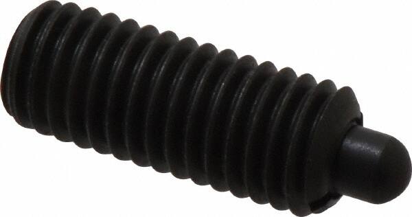 Jergens - 1/2-13, 1-1/4" Thread Length, 1/4" Plunger Projection, Steel Threaded Spring Plunger - 1/4" Max Plunger Diam, 1-1/4" Plunger Length, 6.6 Lb Init End Force, 17.4 Lb Final End Force, 1/4" Hex - A1 Tooling