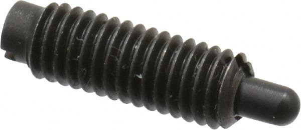 Jergens - 10-32, 9/16" Thread Length, 1/8" Plunger Projection, Steel Threaded Spring Plunger - 0.093" Max Plunger Diam, 9/16" Plunger Length, 0.5 Lb Init End Force, 5 Lb Final End Force - A1 Tooling