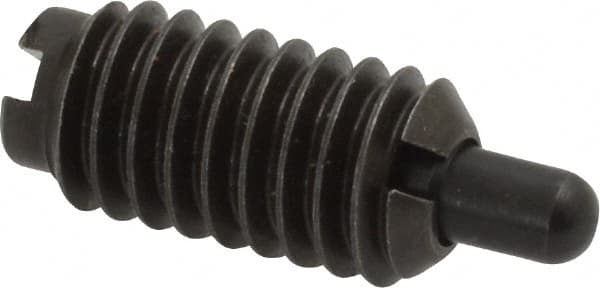 Jergens - 5/16-18, 5/8" Thread Length, 3/16" Plunger Projection, Steel Threaded Spring Plunger - 0.135" Max Plunger Diam, 5/8" Plunger Length, 0.5 Lb Init End Force, 10 Lb Final End Force - A1 Tooling