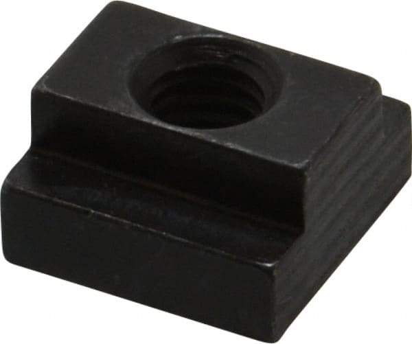 Jergens - 3/8-16 Blind Tapped T Slot Nut - 1/2" Slot Width, 7/8 x 9/32" Base Width x Height, 7/8 x 1/2" OAL x Height - A1 Tooling