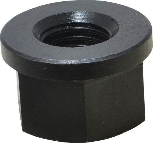 Jergens - 7/8-9, 1-3/4" Flange Diam, 1-1/8" High, 1-7/16" Across Flats, Flange Nut - Grade Low Carbon Steel Steel, Black Oxide Finish, 1/4" Flange Height, TCMA - A1 Tooling