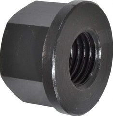 Jergens - 1-8, 2" Flange Diam, 1-1/4" High, 1-5/8" Across Flats, Flange Nut - Grade Low Carbon Steel Steel, Black Oxide Finish, 1/4" Flange Height, TCMA - A1 Tooling