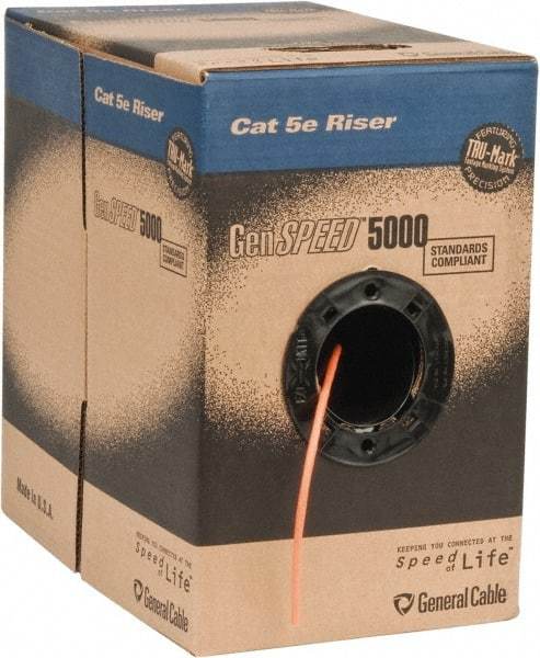 Made in USA - Cat5e, 24 AWG, 4 Wires, Network & Ethernet Cable - Orange, Polyolefin, 1,000' OAL - A1 Tooling