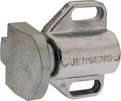 Jergens - 2" Body Width x 1-3/8" Body Len, 1/4" Stroke Len, 1-1/2" Btw Mt Hole Ctrs, Tang Square Spring Locating Stop - 32 Lb Mid End Force, 1-1/4" Stop Head Width x 1-1/2" Stop Head Height - A1 Tooling