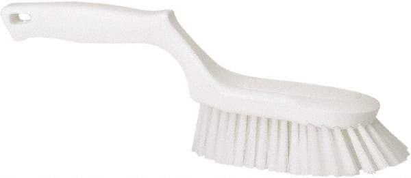 Vikan - 1-1/2" Bristle Length, Polyester Scrub Brush - 5-5/8" Long x 5" Wide Head, 13-1/2" OAL, White, Polypropylene Block - A1 Tooling