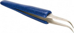 Aven - 4-1/2" OAL 7-SA Ergonomic Cushion Grip Tweezers - Curved, Super-Fine, Pointed Tips - A1 Tooling