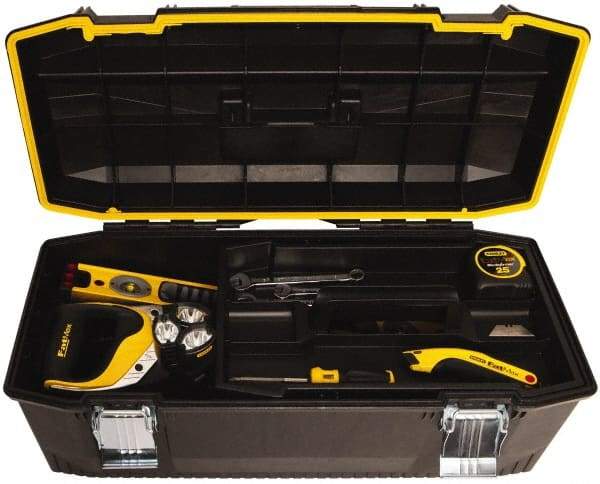 Stanley - 1 Tray Tool Box - 28" Wide x 12-1/4" Deep x 11-1/2" High, Polypropylene Resin, Black - A1 Tooling