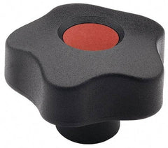 Elesa - 1.26" Head Diam, 5 Point Lobed Knob - 1/4-20 Hole, Thermoplastic, Black - A1 Tooling