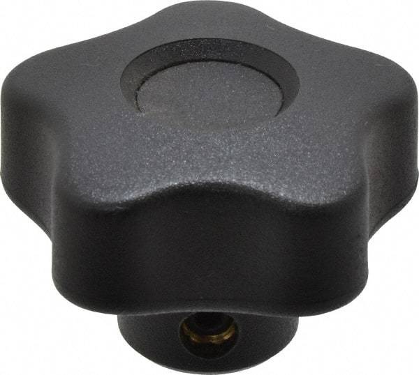 Elesa - 1.57" Head Diam, 5 Point Lobed Knob - 1/4" Hole, Thermoplastic, Black - A1 Tooling