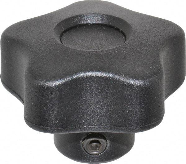 Elesa - 1.57" Head Diam, 5 Point Lobed Knob - 5/16" Hole, Thermoplastic, Black - A1 Tooling