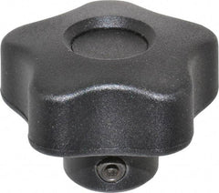 Elesa - 1.57" Head Diam, 5 Point Lobed Knob - 5/16" Hole, Thermoplastic, Black - A1 Tooling