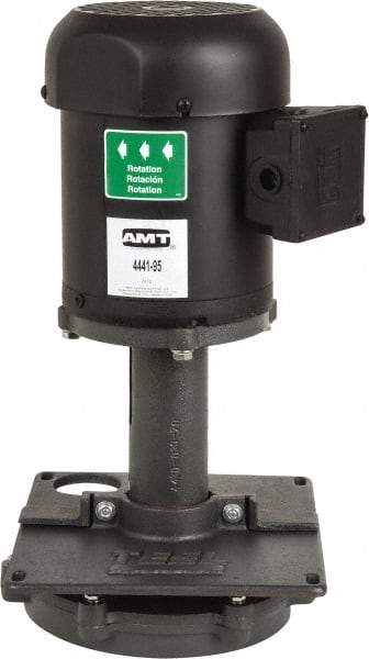 American Machine & Tool - 3/2 Amp, 230/460 Volt, 3/4 hp, 3 Phase, 1,725 RPM, Cast Iron Immersion Machine Tool & Recirculating Pump - 67 GPM, 1-3/4" Inlet, 14 psi, 19.7" Overall Height, 9.9" Body Length, NPT Thread, Stainless Steel Impeller, TEFC Motor - A1 Tooling