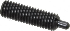 Jergens - M8 x 1.25, 25mm Thread Length, 5mm Plunger Projection, Steel Threaded Spring Plunger - 3.43mm Max Plunger Diam, 25mm Plunger Length, 1.35 Kg Init End Force, 6.75 Kg Final End Force, 4mm Hex - A1 Tooling