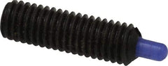 Jergens - M8 x 1.25, 25mm Thread Length, 5mm Plunger Projection, Steel Threaded Spring Plunger - 3.43mm Max Plunger Diam, 25mm Plunger Length, 1.35 Kg Init End Force, 6.75 Kg Final End Force, 4mm Hex - A1 Tooling